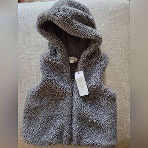 Gymboree Plush Hooded Sherpa Vest in Gray 6-12mo
